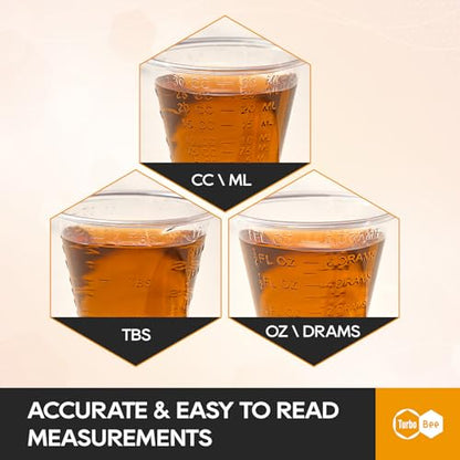 Turbo Bee 1200 Pack 1 OZ Disposable Medicine Cups (30 ml), Small Clear Plastic Measuring Cups for Liquid Medicine, Pills, Resin, and Epoxy