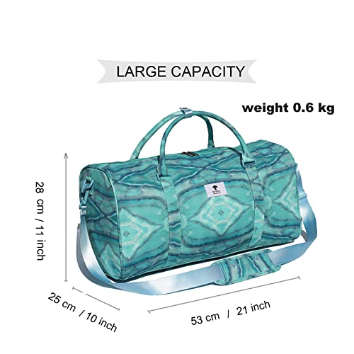 Original Floral Water Resistant Duffel Bag Gym bag Weekender Travel Bag for Gym Beach Travel Daily Bags - color: [Q]Teal Jade
