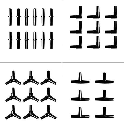 Aquarium Airline Tubing Connectors I T L Y 40pcs Fish Tank Air Tube Adapters for 3/16 '' Air Line Hose (Black) - color: Black
