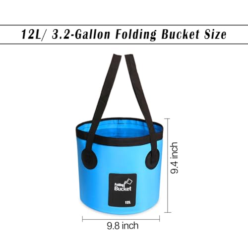 Collapsible Bucket with Handle,Car Wash Bucket Foldable Water Storage Container for Camping Fishing Beach Gardening, Portable Laundry Wash Basin for RV Cleaning Supplies