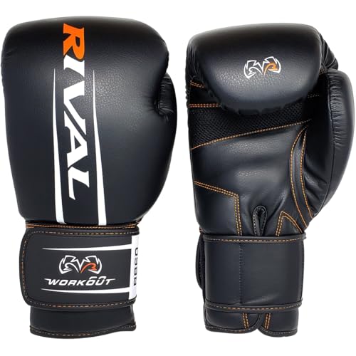RIVAL Boxing RB60 2.0 Workout Bag Gloves, Hook and Loop Closure - Breathable Mesh Palm, Soft Inner Lining, and Pre-Formed Pro Fit - size: Medium