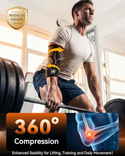 Copper Elbow Compression Sleeve for Tennis Elbow, Tendonitis, Golfers - style: Gold-S