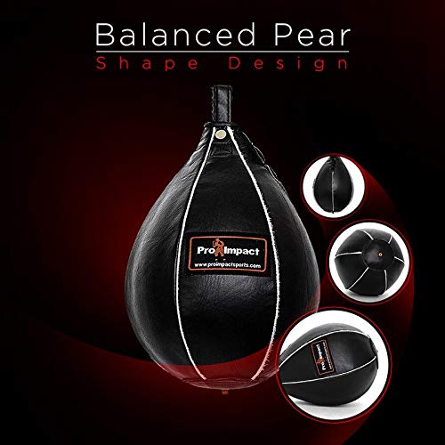 Leather Speed Bag – Rapid Rebound Pear-Shaped Punching Ball with Durable Latex Bladder for Boxing, MMA & Home Gym - color: Black, size: S - 6"x9"