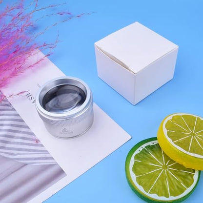 30X Magnifying Glass Portable Pocket Reading Magnifier Alloy Optics Loupes Mini Desk Magnifier Loop Microscope Lens for Jeweler Coins Maps Antiques Magazines Electronics - color: Silver