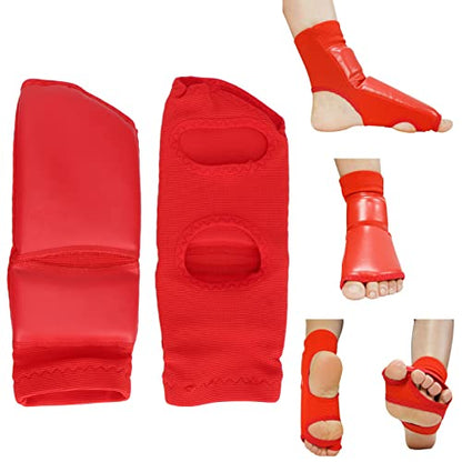 Boxing Foot Protector for Adults, Taekwondo Foot Gear, Non Slip Impact Ankle Protection Pads with Foam Liner, Red Unisex Training Foot Protector for Martial - size: X-Large