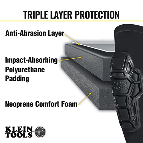 Klein Tools 60611 Knee Pads, Heavy-Duty Padded Knee Sleeves, L/XL - size: L/XL