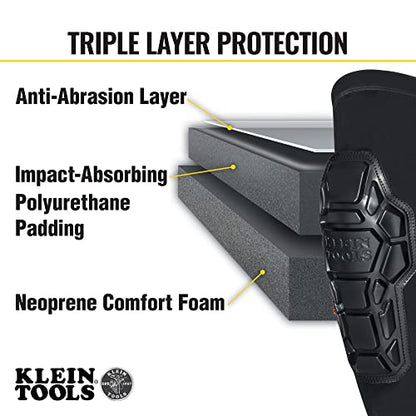 Klein Tools 60611 Knee Pads, Heavy-Duty Padded Knee Sleeves, L/XL - size: L/XL