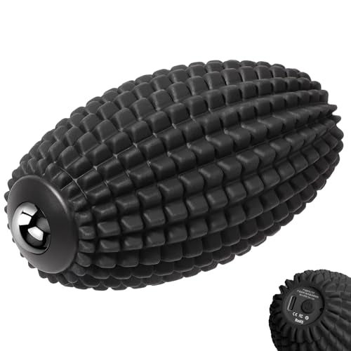 Vibrating Massage Ball for Full Body Relaxation, Silicone Trigger Point Massager Ball for Back, Leg, Foot, Muscle Recovery, Portable Rechargeable Massage Roller, 3 Vibration Speeds (Black) - color: Black