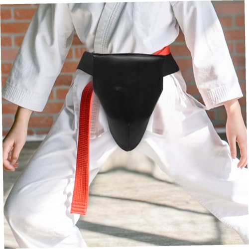 Professional Crotch Protector for Boxing Training Breathable PU Black