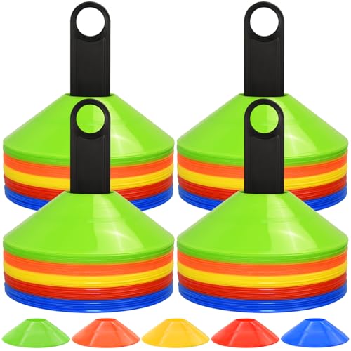 50/100/200pcs Disc Cones, Soccer Cones with Carry Bag and Holder, 5 Colors | for Football, Soccer, Basketball Training Equipment - size: 200pcs