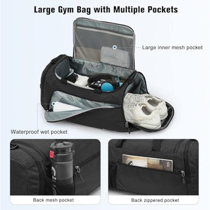 G4Free 45L/60L 3-Way Duffle Backpack Gym Bag with Wet Pocket & Shoes Compartment Sports Travel Weekender Overnight Duffel Bag - color: Dark Grey, size: 45l