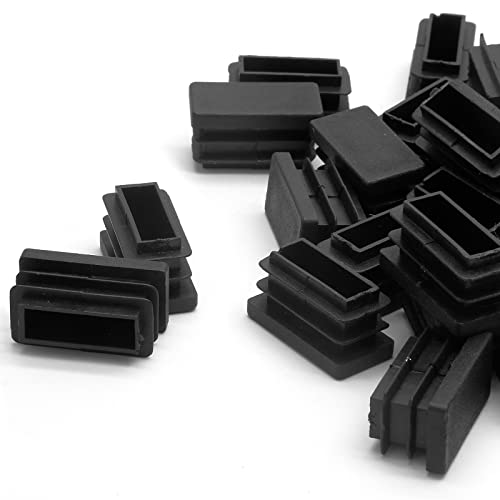 Piutouyar Rectangular Tubing End Caps, Plastic Plug Insert, Black End Cap for Tube Hole Insert, Fences, Furniture Non-Slip Protection (26mm x 13mm / 1.02 Inch x 0.5 Inch),32Pcs - size: 26 x13mm / 1.02 x 0.5"-32Pcs