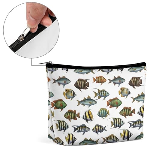 Supdreamc Lazy Toiletry Bag Clutch Bag, Sea Fish Pattern Cosmetic Train Case Organizer Large Capacity Carry On Bag, Luggage Pouch, Makeup Pouch for Women GirlGirls Ladies - color: Pattern 432