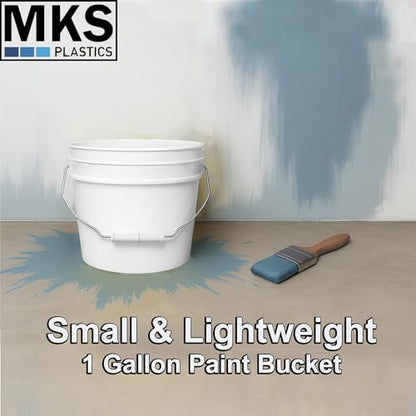 1-Gallon Bucket with Airtight Lid – Made in USA, Food Grade BPA Free Plastic, Heavy Duty Multi-Use, Metal Handle with Grip, Stackable Storage – White, 1 Pack - color: 1 Gallon - White, size: 1