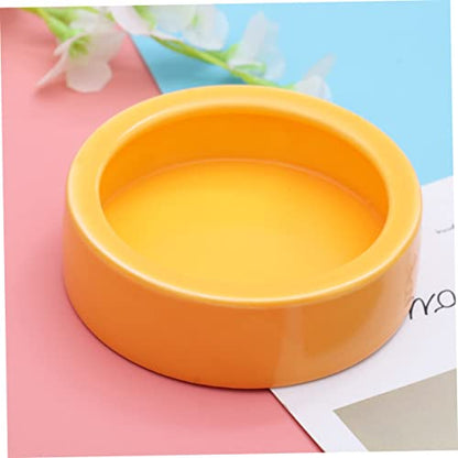 Escape Ceramic PET Feeding Bowl for Reptiles and Small Animals Round Shrimp Food Basin Water Dish Non-Tipping Design for Lizards Crabs and Other Crawlers (Orange)