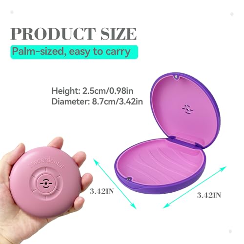 2 Pack Retainer Case with Vent Hole, Compatible with Invisalign - color: Pink Purple