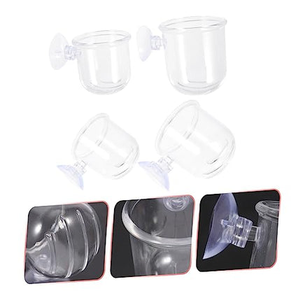HANABASS 4Pcs Fish Tank Feeder Cups Removable Worm Feeders with Suction for Aquarium for Red Brine Shrimp Tropical Fish Durable Easy to Install
