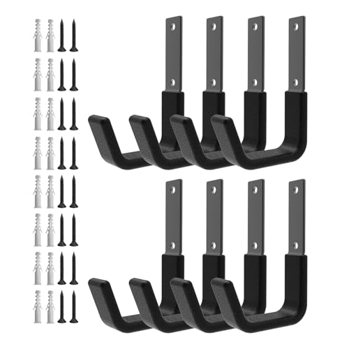 Heavy Duty Garage Hooks, Ladder Hangers for Garage Wall, Black, 8 S - size: Black 8 Small