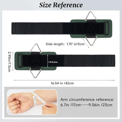 Wrist Cuffs with D-Ring, Wrist Wraps for Weightlifting with Neoprene Padding, Wrist Straps for Cable Machines - color: Olive Green
