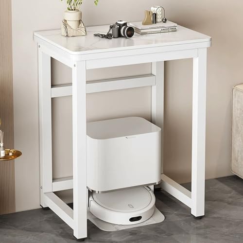 Robot vacuum cleaner storage rack,Robot Vacuum Stand Rack, Floor-Standing Storage Cabinet for Sweeping Robot, Multi-Functional Cleaner Shelf, Home & Kitchen Organizer (White, 70cm/27.5in) - color: White, size: 70cm/27.5in