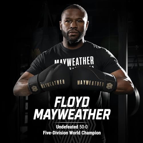 Hayabusa Mayweather Champ Boxing Gloves for Men and Women - color: Black/Gold, size: 10oz