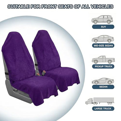 Car Seat Towel Cover, Universal Front Seat Protector for Cars, SUVs and Trucks, Sweat Towel Car Seat Cover for Gym, Yoga, Swimming, Pets and Family Travel, Profound Purple, 2 Pack - color: Profound Purple