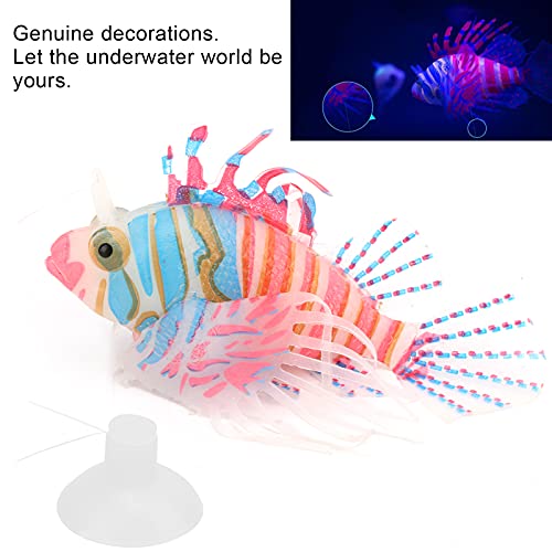Artificial Glowing Fish, Fish Tank Floating Fake Tropical Angel Fish with Suction Cup, Silicone Colorful Fish Tank Simulation Fish Luminous Aquarium Floating Ornaments for Aquarium Tank(Pink Blue)