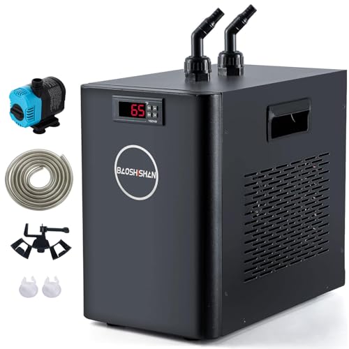 1/10 HP Aquarium Chiller 42 Gallon 160L Water Cooling System | Quiet Compressor Refrigeration, Includes Pump and Tubing, 110V, Ideal for Hydroponics, Axolotl and Reef Tanks