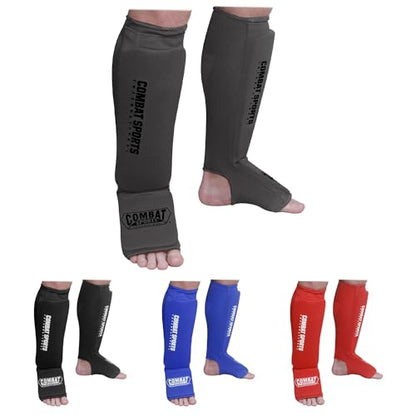 Combat Sports Elastic Cloth Shin & Instep Padded Guards - color: Gray, size: X-Large