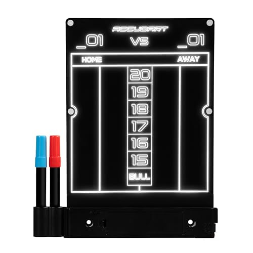 Accudart LED Dart Scoreboard - High-Vis Display - No Mess Design - Includes 1 Wipe and 2 Dry Erase Markers