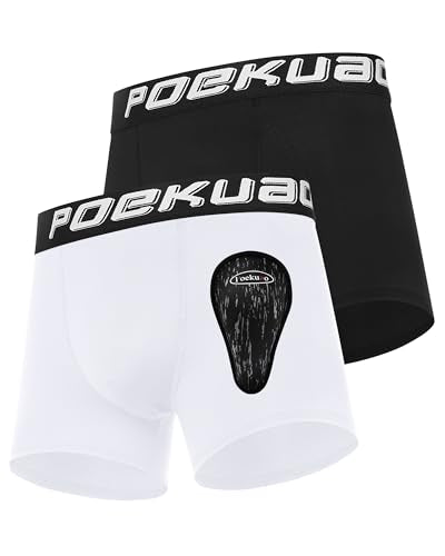 Youth Boys Baseball Cup Underwear Kids Football Compression Shorts with Soft Protective Athletic Cup Boxer Brief - color: Black+white, size: X-Small