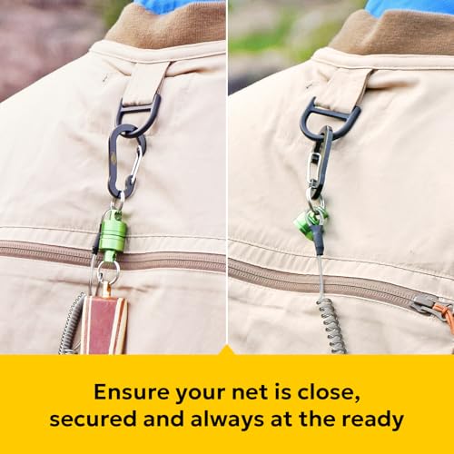 SF Strongest Magnetic Net Release Magnetic Keychain Fly Fishing Net Retractor Magnet Clip Holder Retractor with Retractable Coiled Lanyard Carabiner