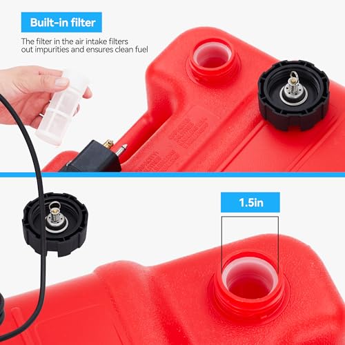 Marine Tank, 6 Gallon Marine Boat Transfer Tank with 9.8ft Hose, I-Shaped Handle, Easy to Carry for Outboard Engine Boats, Fishing Boat, Deck Boat,Yacht - size: 24L
