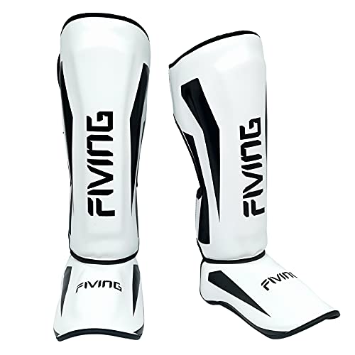 MMA Martial Arts Shin Guards,Muay Thai | Padded, Adjustable, Instep Protection, Muay Thai,Kickboxing,MMA Training, Professional Equipment - color: White, size: Small