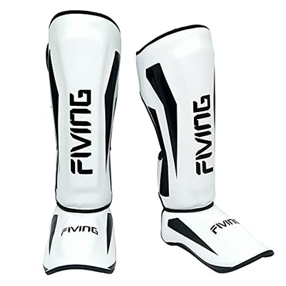 MMA Martial Arts Shin Guards,Muay Thai | Padded, Adjustable, Instep Protection, Muay Thai,Kickboxing,MMA Training, Professional Equipment - color: White, size: Small