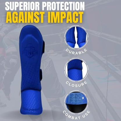 Martial Arts Shin Guards, Leg Protection for MMA, Kickboxing Training Instep Protection, Muay Thai Martial Arts Sparring Training Gear - color: Blue, size: X-Small