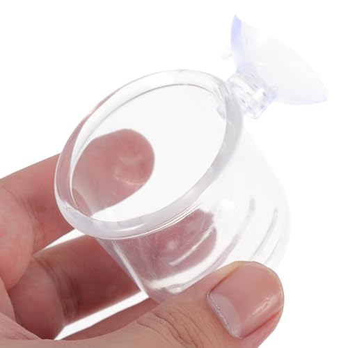 ULTECHNOVO 4pcs Glass Fish Feeder Cups with Suction Cups, Aquarium Feeding Dish Set for Betta and Shrimp Tanks, Small and Large Sizes, Aquarium Accessory for Controlled Fish Food Dispensing