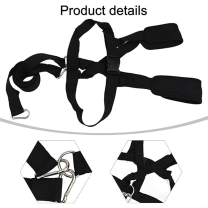 Sled Harness For Exercises, Adjustable Nylon Running Resistances Training Belts With 5.1ft Rope Kit For Footballs Basketballs Strength Building, Black