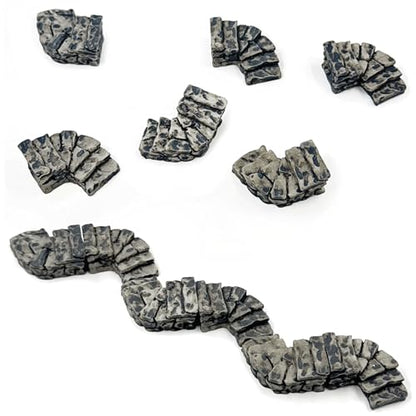 6PCS Curved Stone Step Miniatures, Realistic Resin Winding Path, Water Well Bridge Figurines Embellishments for Fairy Garden, Moss Terrarium, Glass Container, Micro Landscape & DIY Miniature Scenes - color: Curved Stone Step
