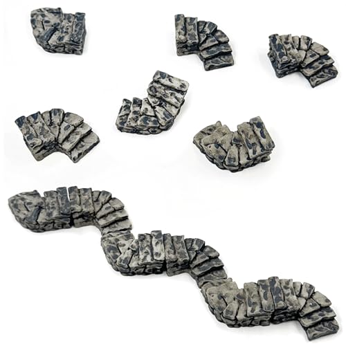 6PCS Curved Stone Step Miniatures, Realistic Resin Winding Path, Water Well Bridge Figurines Embellishments for Fairy Garden, Moss Terrarium, Glass Container, Micro Landscape & DIY Miniature Scenes - color: Curved Stone Step