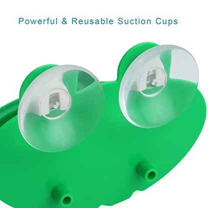 Frog Habitat Frog Dish Holder with Suction Cup, Frog Terrarium Cute Fish Tank Decoration for Tree Frog Toad Tadpole Small Aquatic Animal(2PC)