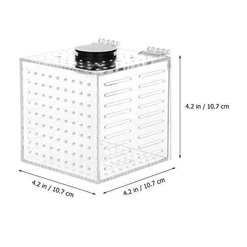 1Pc Aquarium Fish Box, Acrylic Fish Tank Breeding Box Juvenile Spawning Hatchery Incubator with Magnet for Shrimp Clown Guppy, 10.7x10.7x10.7cm