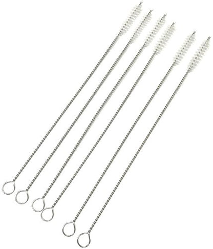 Honbay Straw Cleaner Brushes, nylon bristles stainless steel handle, Nylon Skinny Pipe Tube Cleaner - 20 Piece Value Pack - 6 mm bristles x 7" 175mm long - size: One Size