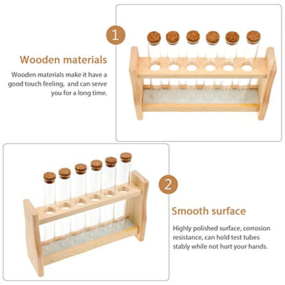 Beaupretty Test Tube Stand Wooden Rack for Perfume Essential Oil Compact Design for