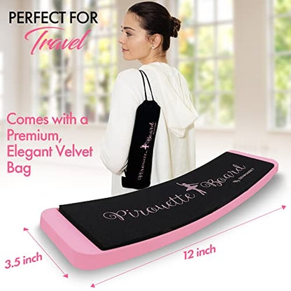 Turning Board for Dancers, Cheerleaders, Gymnasts, Ice Skaters | Improve Turns, Balance & Stability — Ballet Pirouette Trainer, Figure Skating & Gymnastics Practice Board - color: Pink with Bag