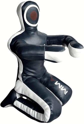 Bestzo MMA Martial Arts Brazilian Grappling Dummy Jiu Jitsu Punching Bag Sitting Position-Unfilled Hands on Front - color: Synthetic Leather Black, size: 59 inches (5 ft)