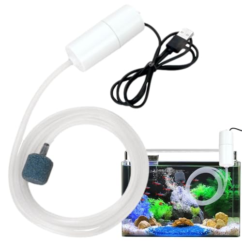Tiny Water Pump - Noiseless Submersible Water Pump with Stable Air Release - 5V USB Small Oxygenator for Small Fish Farming Fish Tank - color: White
