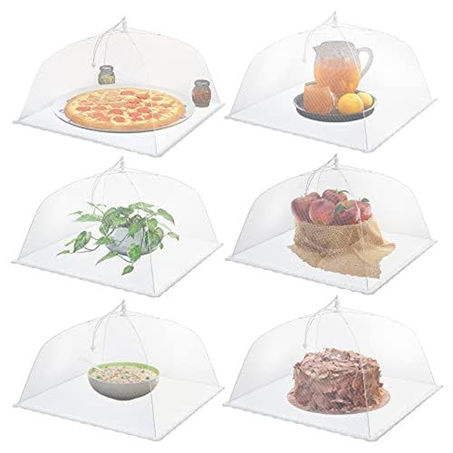 Simply Genius Pop-Up Mesh Food Covers - 17 x 17 in, White, 6 Pack, Large & Tall - Reusable & Collapsible Food Tents for Outdoor Serving