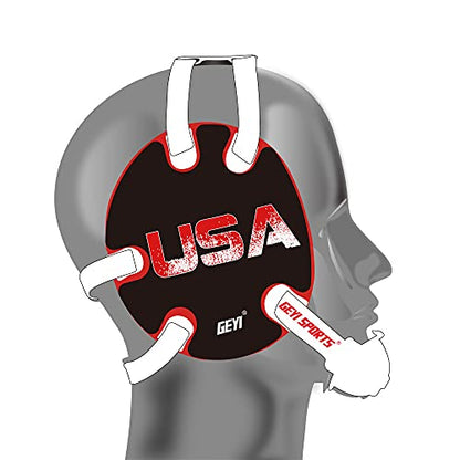 Wrestling Headgear with USA and Flag Wraps (Red, Youth) - color: Red, size: Youth