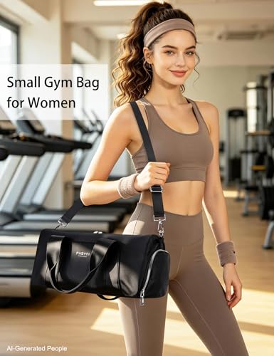16" Gym Bag for Women,with Shoes Compartment and Waterproof Pocket(Black) - color: Black, size: 16" Small Size